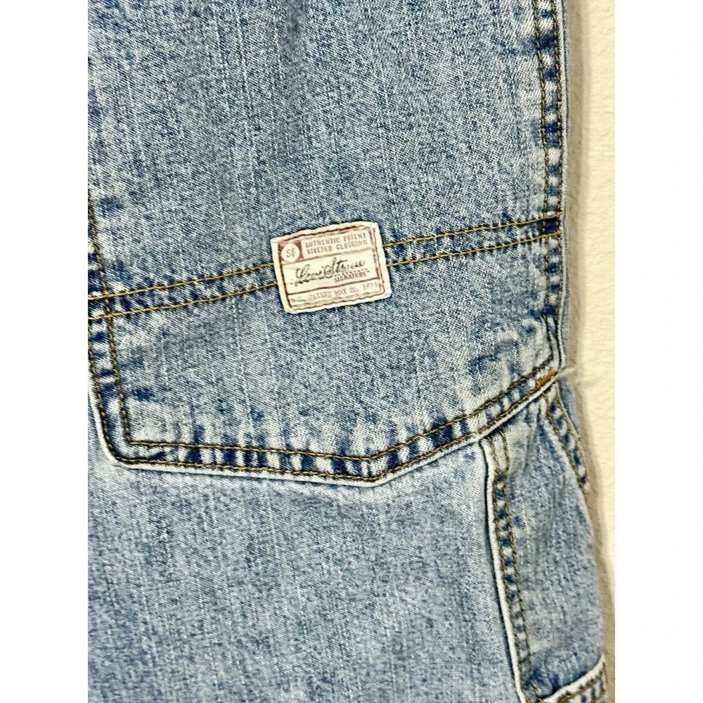Levi Strauss Signature Carpenter Denim Shorts Baggy Y2K Light Wash Sz 34/12”L